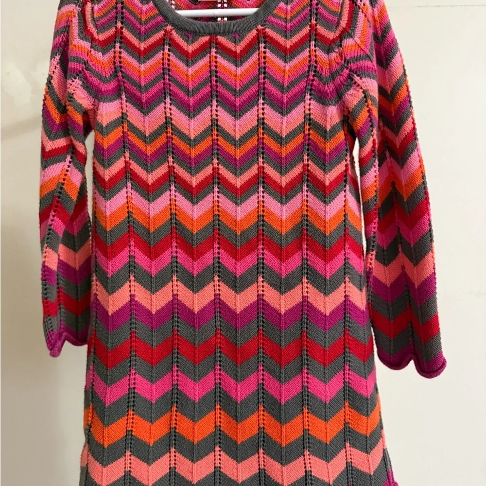 Hanna Andersson Flamestitch Chevron Sweater Dress